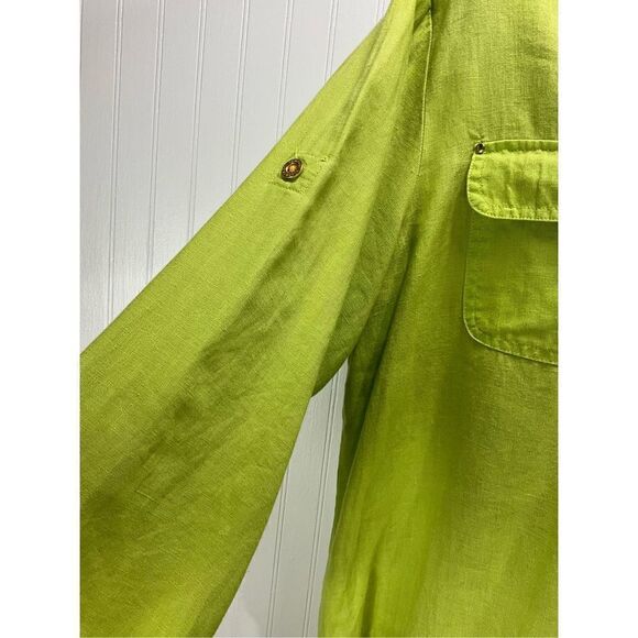 COMPANY ELLEN TRACY 100% Linen High Low Tunic Shirt - Picture 4 of 6